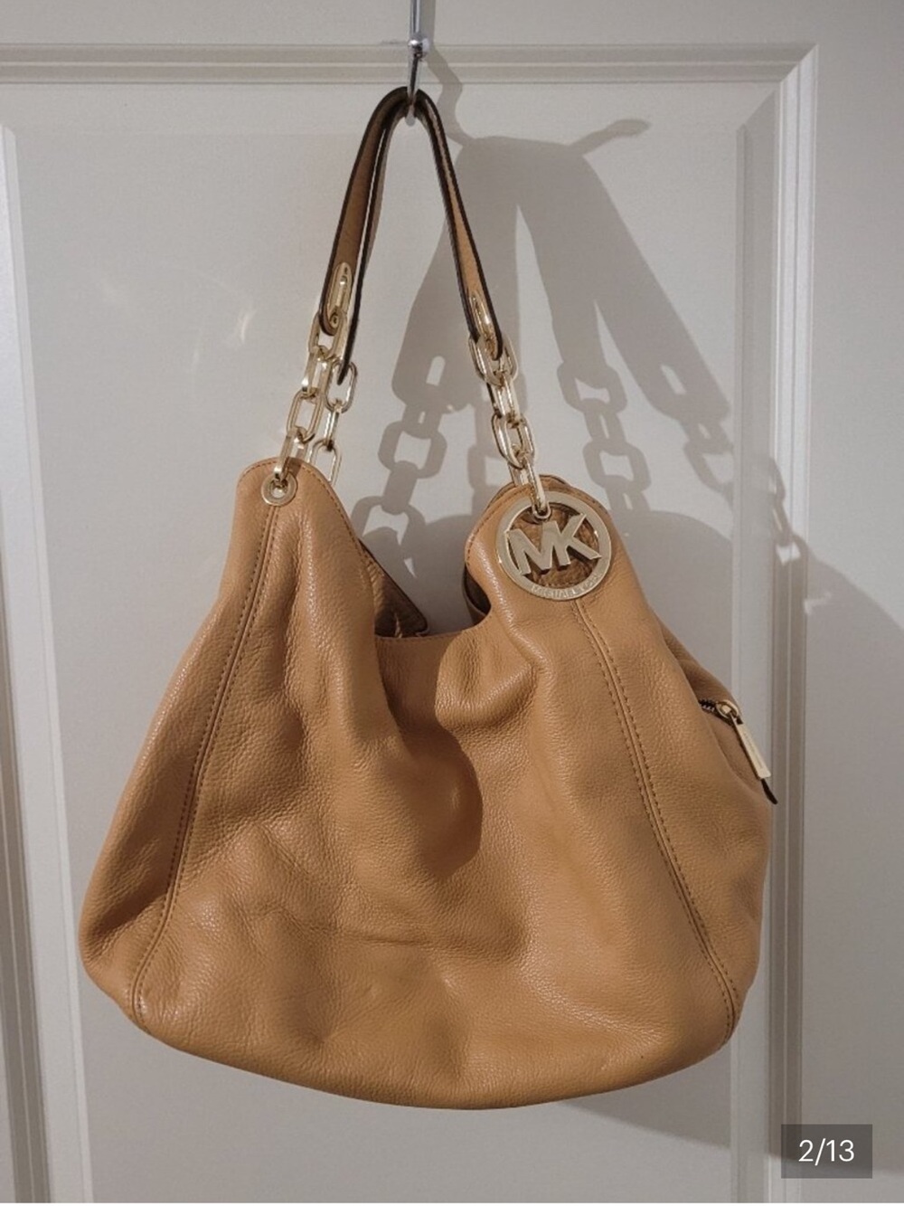 Like New Michael Kors Fulton Leather Shoulder Bag in "Acorn"